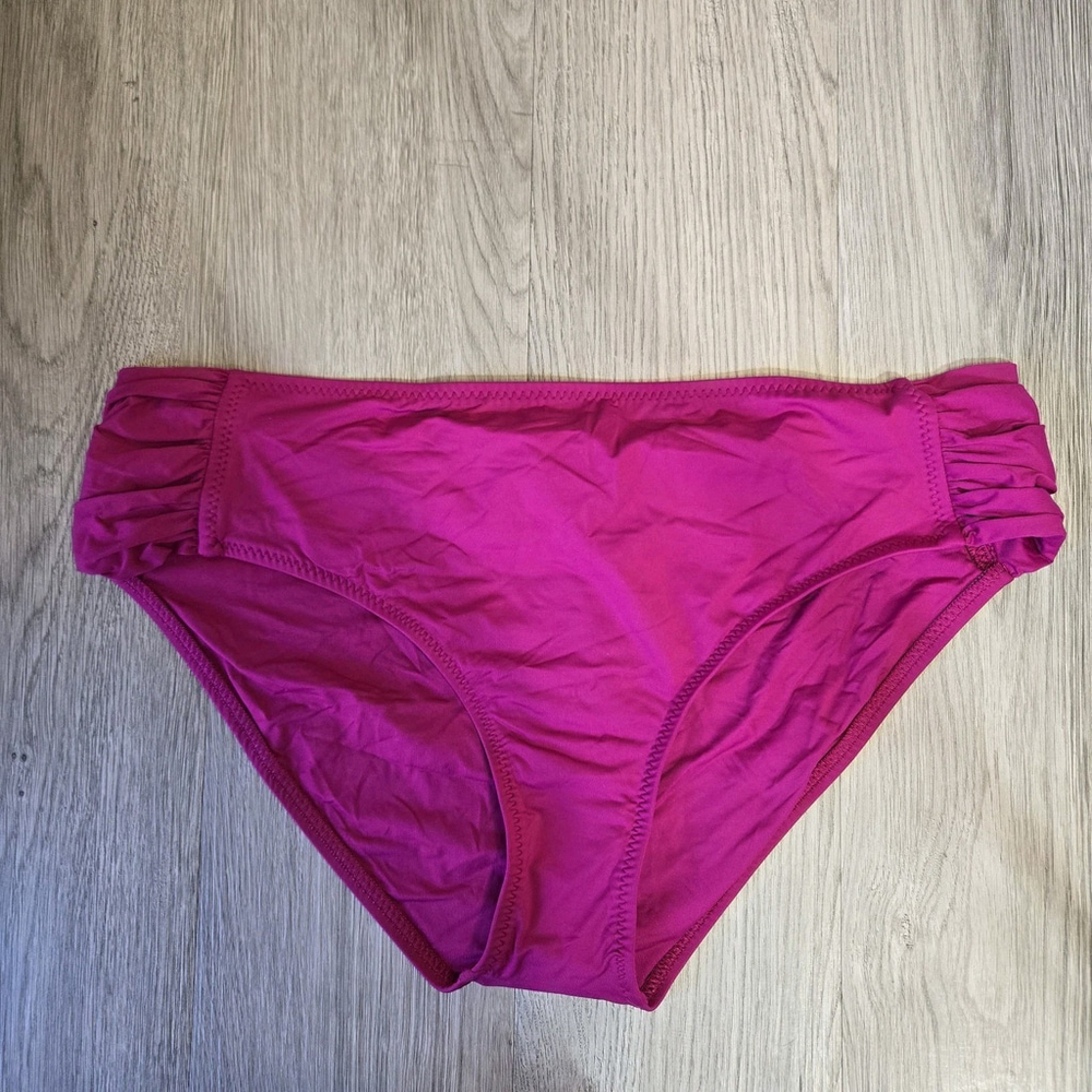 Becca Fuscia Shirred Swim Hipster Bikini Bottom Plus Size 2X Colorful Designer